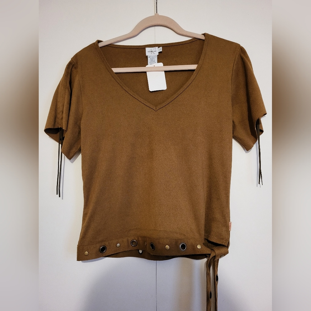 Calvin Klein Brown Suede Crop Top